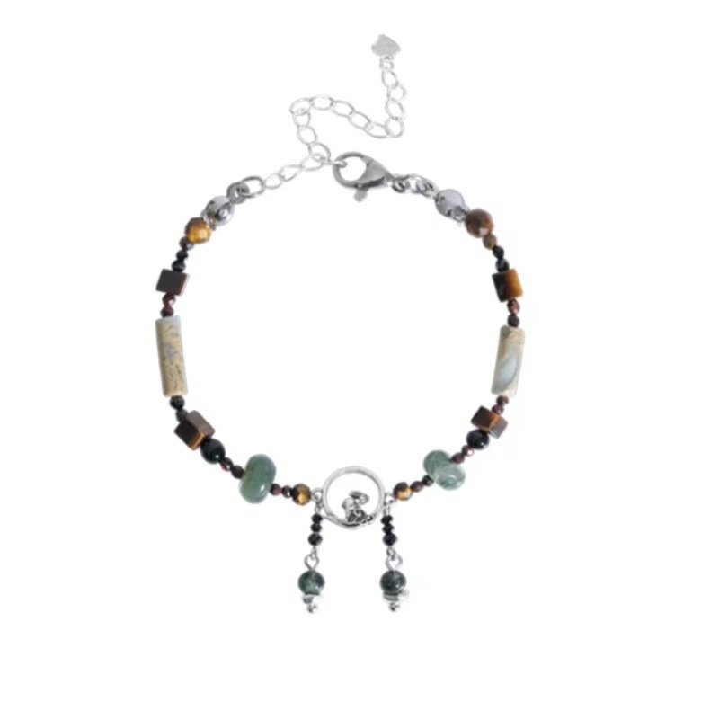 Vòng Tay Chuỗi Hạt Ngọc Bích Hình Thỏ Phong Cách Retro Thời