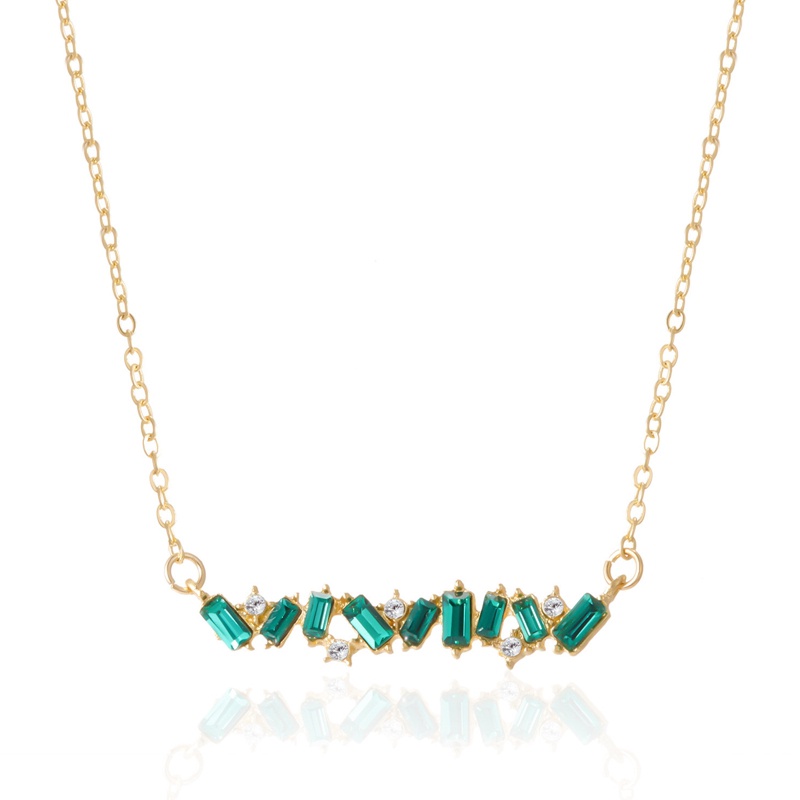 Vòng cổ Mạ Bạc 925 Đính Đá Ngọc Lục Bảo Xanh Thời Trang Cho Nữ