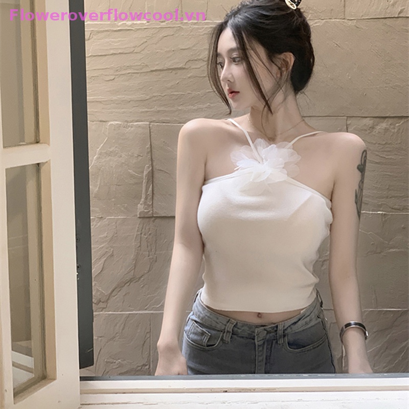 Áo Hai Dây Dệt Kim Màu Trơn Họa Tiết Hoa Thời Trang Mùa Hè Quyến Rũ Cho Nữ