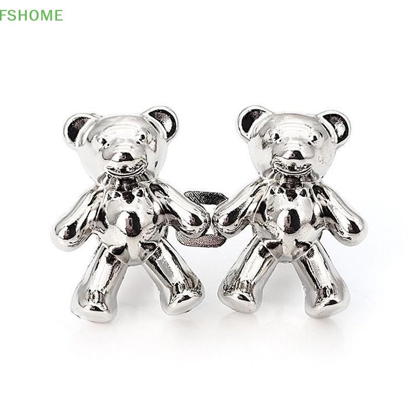 1 Cặp Nút Kim Loại Có Thể Tháo Rời Hình Gấu Dễ Thương Dùng May Quần Jean Mới