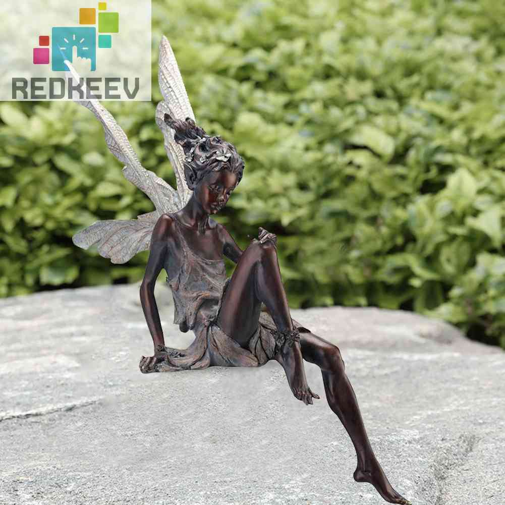 Mô Hình Tượng Điêu Khắc Nàng Tiên Hoa Bằng Nhựa Resin Trang Trí Sân Vườn