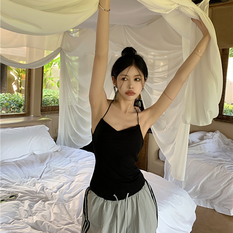 IELGY    Áo Hai Dây Hở Lưng Phong Cách Pháp Sang Trọng Cho Nữ