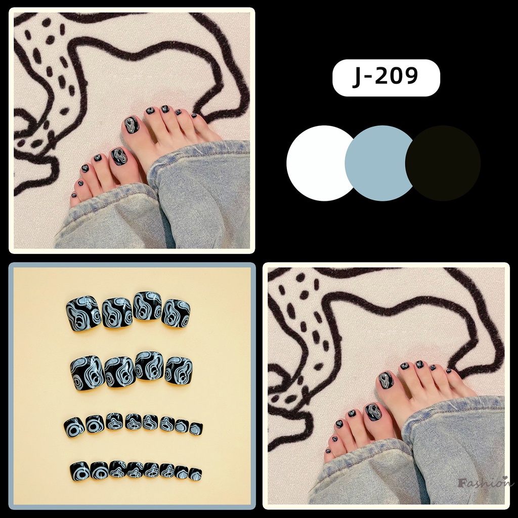 Móng Chân Giả Màu Đen Bóng Có Thể Tái Sử Dụng