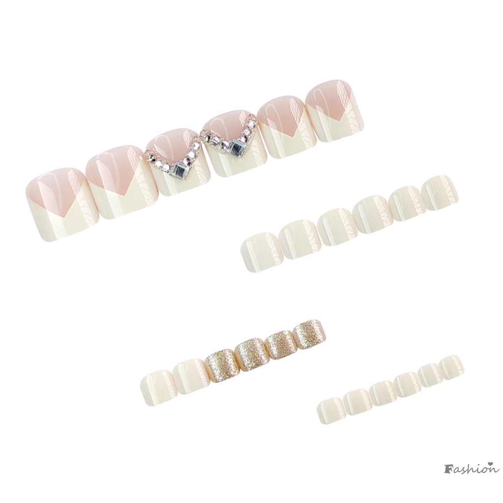 Móng Chân Giả Mềm &amp; Dẻo Đính Kim Cương Trắng Lấp Lánh Không Áp Lực Gắn Giường Ngủ