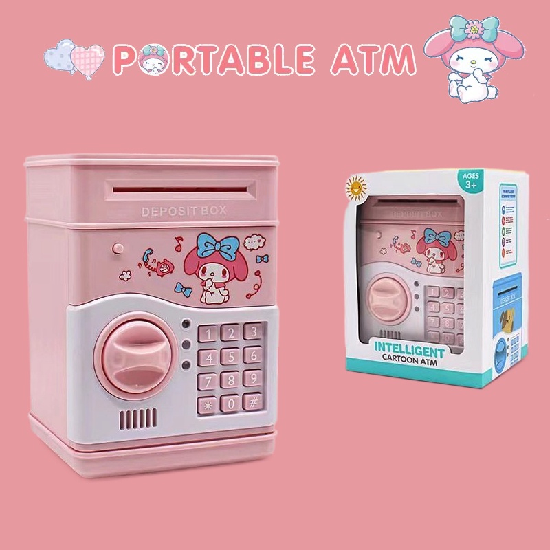 Ống Heo Tiết Kiệm Tiền Hình Mèo Cinnamoroll Hoạt Hình Có Mật Khẩu Cho Trẻ Em