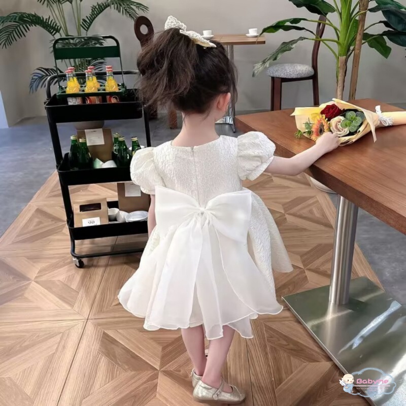 Đầm Công Chúa Đính Nơ Thoáng Khí Dễ Thương Cho Bé Gái