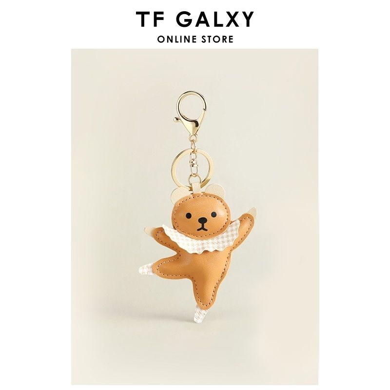 Móc Khóa Da Hình Gấu Hoạt Hình Dễ Thương