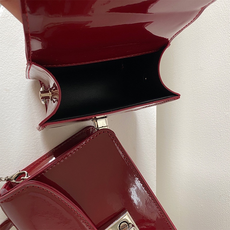 Túi Đeo Chéo Da Bóng Hình Vuông Nhỏ Nhắn Có Khóa Xoắn Thời Trang Nhật Hàn Mới 2023 Dành Cho Bạn Nữ