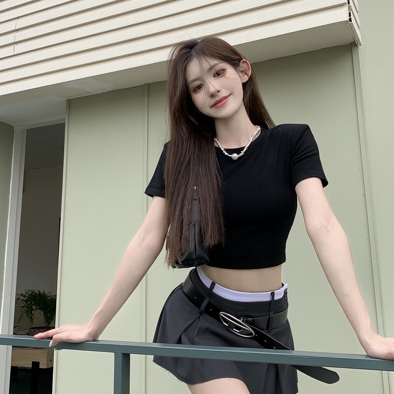 COZOK Áo Thun Croptop Tay Ngắn Dáng Ôm Thời Trang Quyến Rũ Cho Nữ