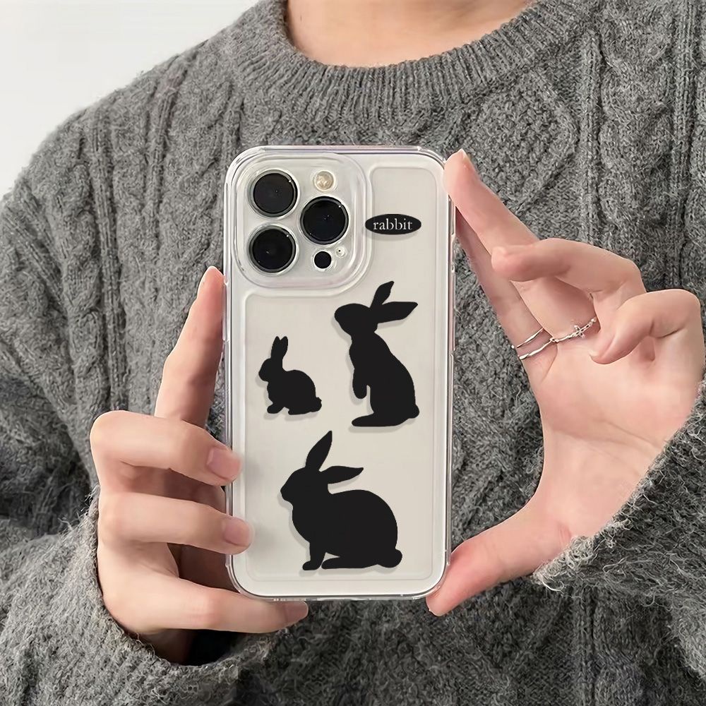 ✅Ốp Điện Thoại Mềm Chống Sốc Họa Tiết Thỏ Đen Đơn Giản Cho Iphone max 116In12137814Ốp Lưng Độc Đáo Cho Apple Q5QI Apple Q5QI