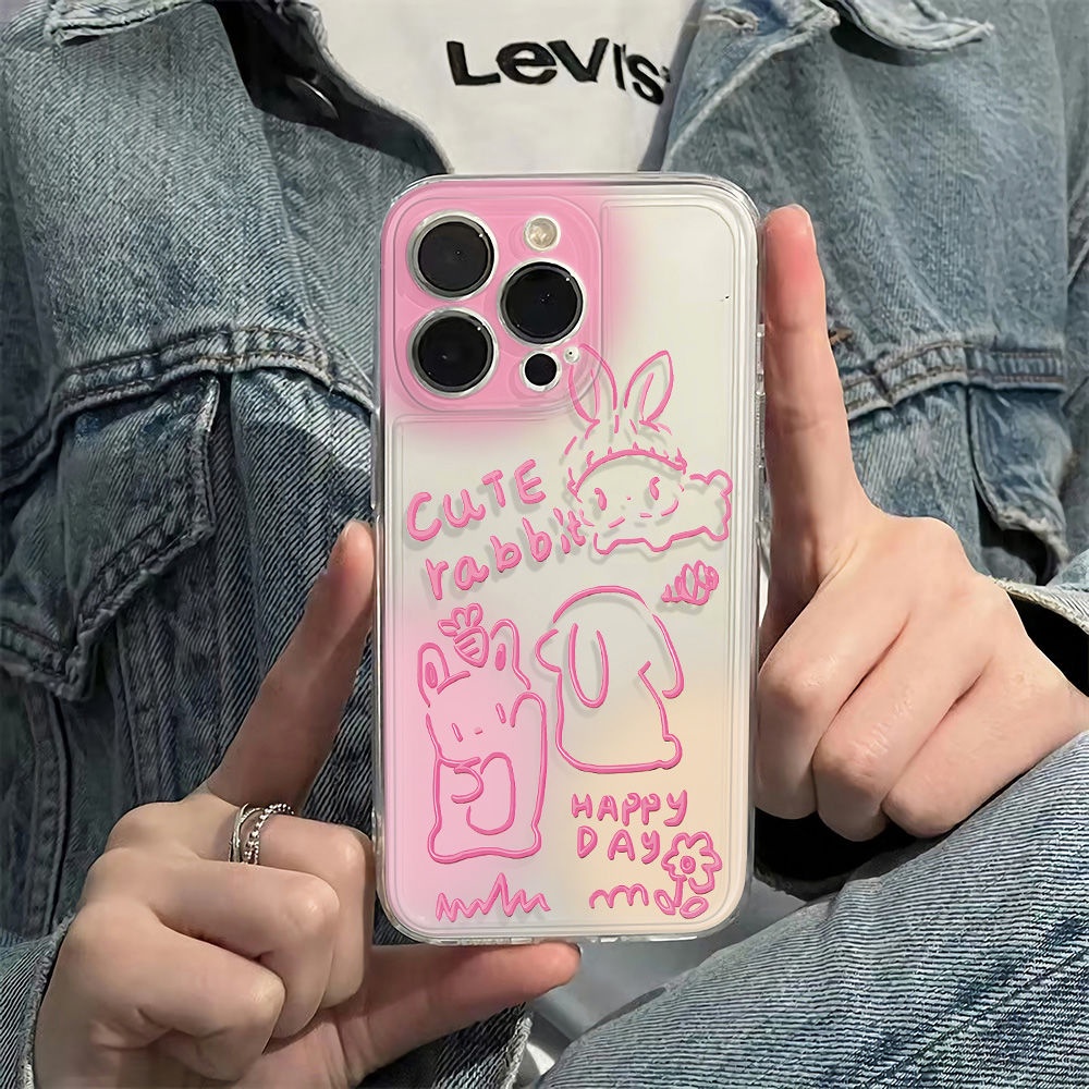 ✅Ốp Điện Thoại Mềm Chống Sốc Họa Tiết Thỏ Graffiti Đơn Giản Cho Iphone 13 78 14pro 11 126Inch