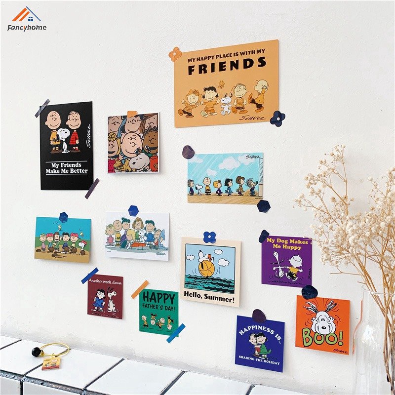 Bộ 12 Thẻ Ảnh Dán Tường Họa Tiết Hoạt Hình Xinh Xắn