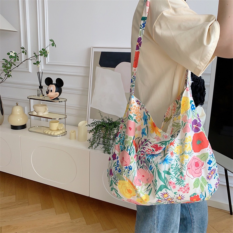 Túi Xách Canvas Cotton Họa Tiết Hoa Phong Cách Retro
