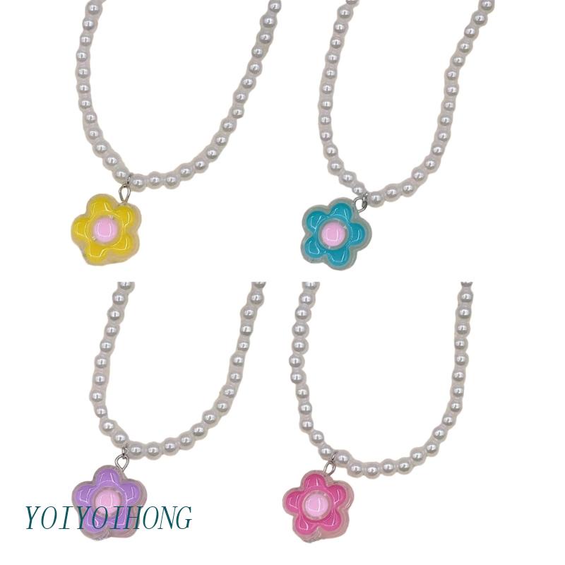 Vòng Cổ Chuỗi Hạt Ngọc Trai Mặt Hoa Thanh Lịch Cho Nữ