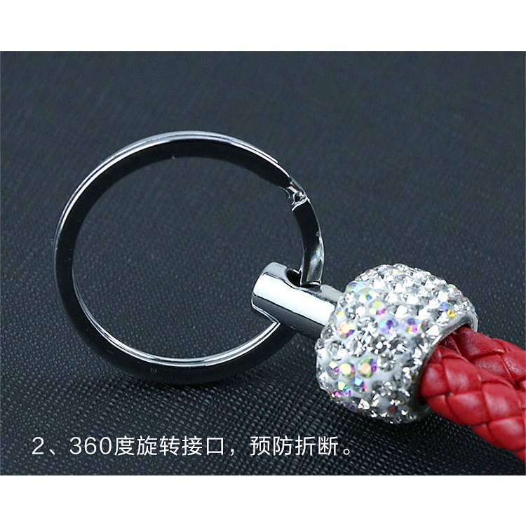 Diamond Studded by Hand Braided Rope Keychain Female Cute Car Key Pendant Home Key Ornament Key Ring Circle CAk7