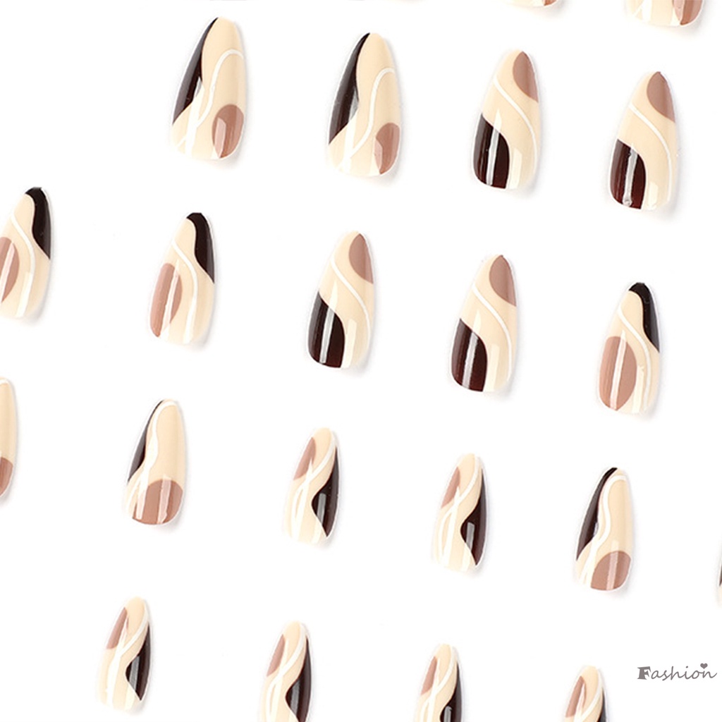 Móng Tay Giả Màu Nâu &amp; Trắng Bằng Chất Liệu ABS Giả Nhẹ Nhàng Để Trang Trí Móng Tay Và Da