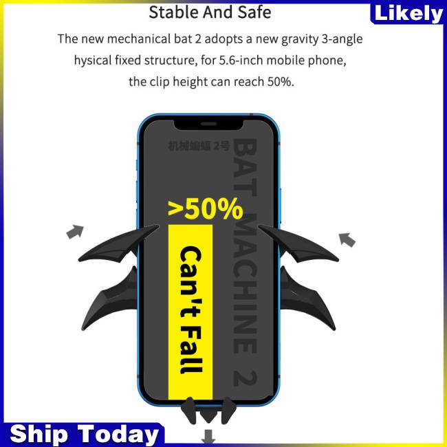 Giá Đỡ Điện Thoại Hình Cánh Dơi Xoay 360 Độ Gắn Lỗ Thông Gió Xe Hơi