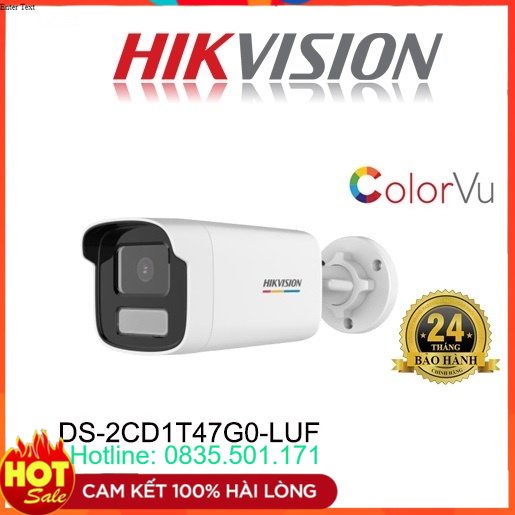 Camera thân trụ IP ColorVu 4MP - Có màu 24/24 DS-2CD1T47G0-LUF tích hợp mic -Cam Kết Hàng Chính Hãng BH 2 Năm