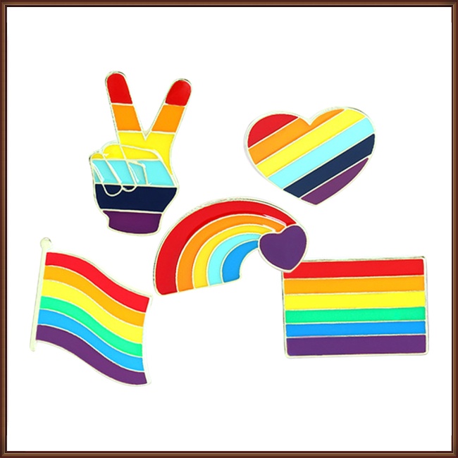 Set 50 Ghim Cài Áo Hình Trái Tim Màu Cầu Vồng Dễ Thương