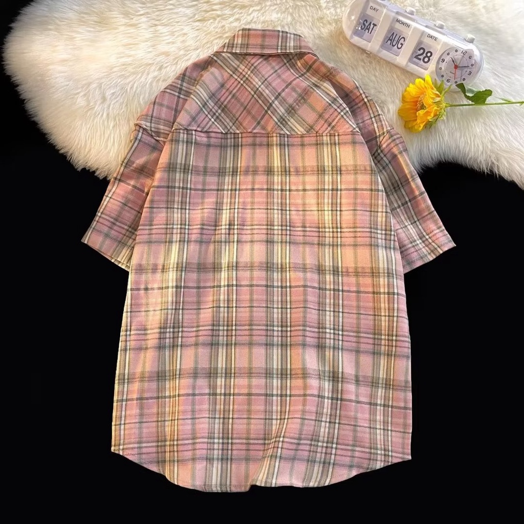 Áo Sơ Mi Tay Ngắn Dáng Rộng Thêu Chữ Phong Cách Hàn Quốc Thời Trang Mùa Hè Mới Cho Nam Và Nữ