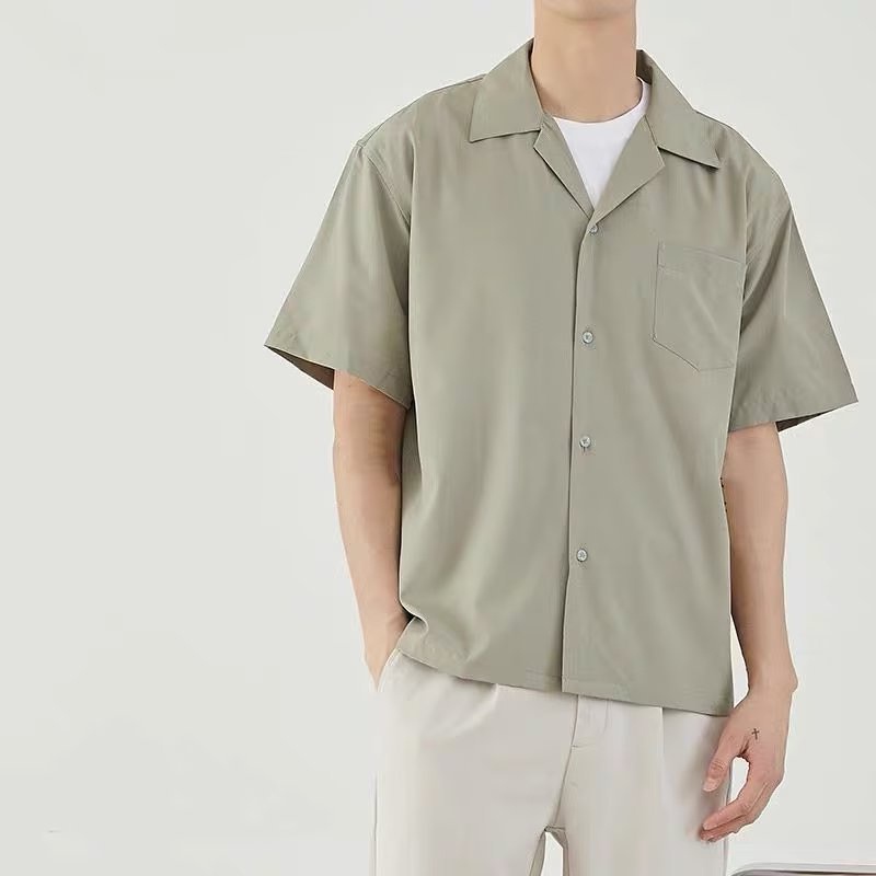 Áo Sơ Mi Nam Tay Ngắn Dáng Rộng Thời Trang Phong Cách hong kong