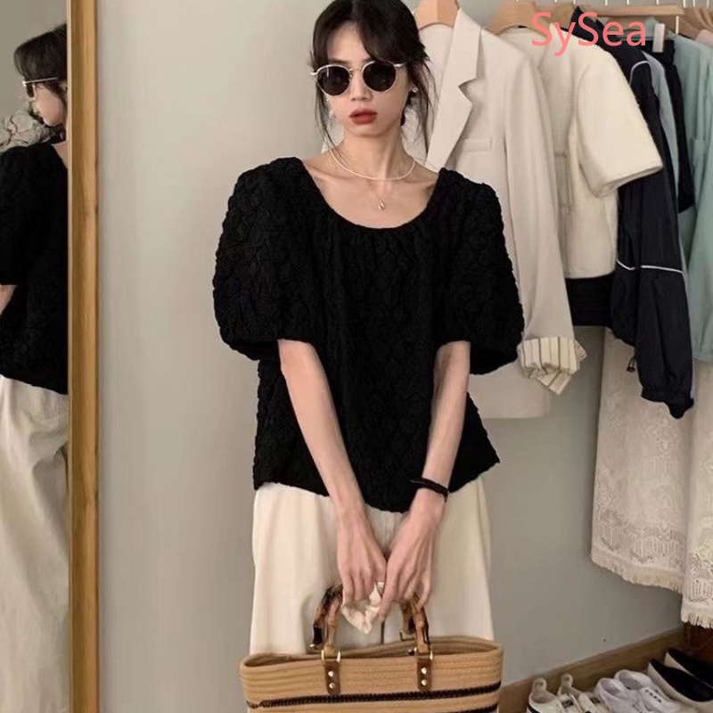 Áo Kiểu Tay Ngắn Cổ Vuông Thời Trang Hè Phong Cách Pháp Cho Nữ