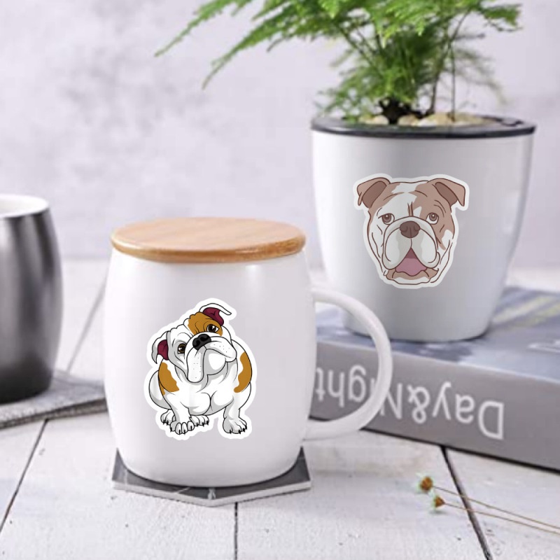 Set 100 Sticker Chống Thấm Nước Hình Chó Bull Dễ Thương Trang Trí Bình Nước Laptop Ván Trượt