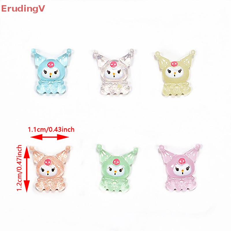 Set 10 Phụ Kiện Trang Trí Móng Tay Nghệ Thuật DIY Hình Hoạt Hình 3D Phát Sáng