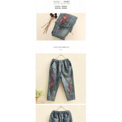 Quần Jeans Lửng Thêu Họa Tiết Phong Cách Nhật Bản Mới Cho Nữ