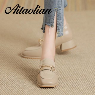 Giày Lười Da Đế Dày 3cm Thời Trang Cho Nữ