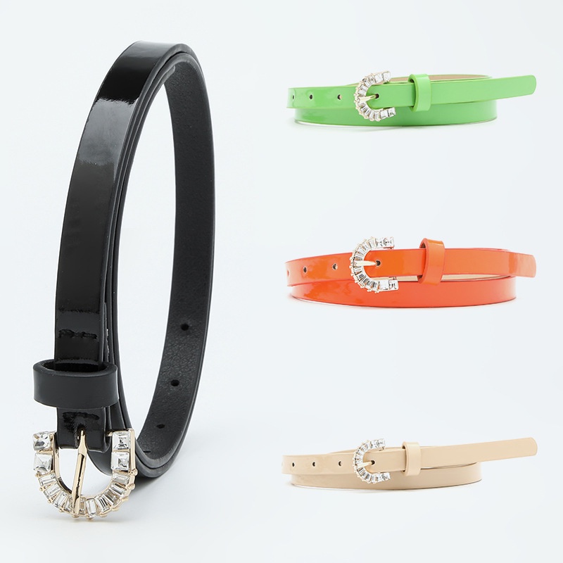 Thắt Lưng Da Mỏng Màu Sáng Đính Đá Phối Khóa Kim Loại Trang Trí Đầm Thời Trang Mùa Hè Cho Học Sinh