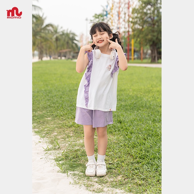 Set đồ bộ cotton bé gái Riomio thiết kế bèo lệch màu trendy năng động mềm mại thoáng mát 2,3,4,5,6,7 tuổi RBG622