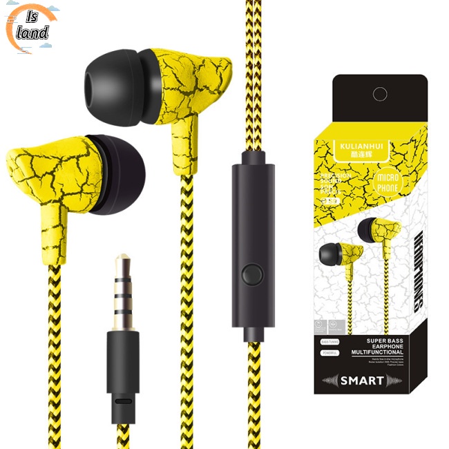 Tai Nghe Nhét Tai Jack 3.5mm Có Micro Thiết Kế Dây Bện Thời Trang