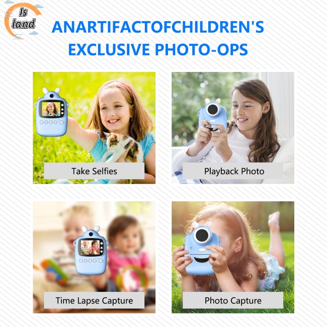 Máy Ảnh Tức Thì P1 Mp3 2.4-inch HD In Họa Tiết Dành Cho Bé Gái