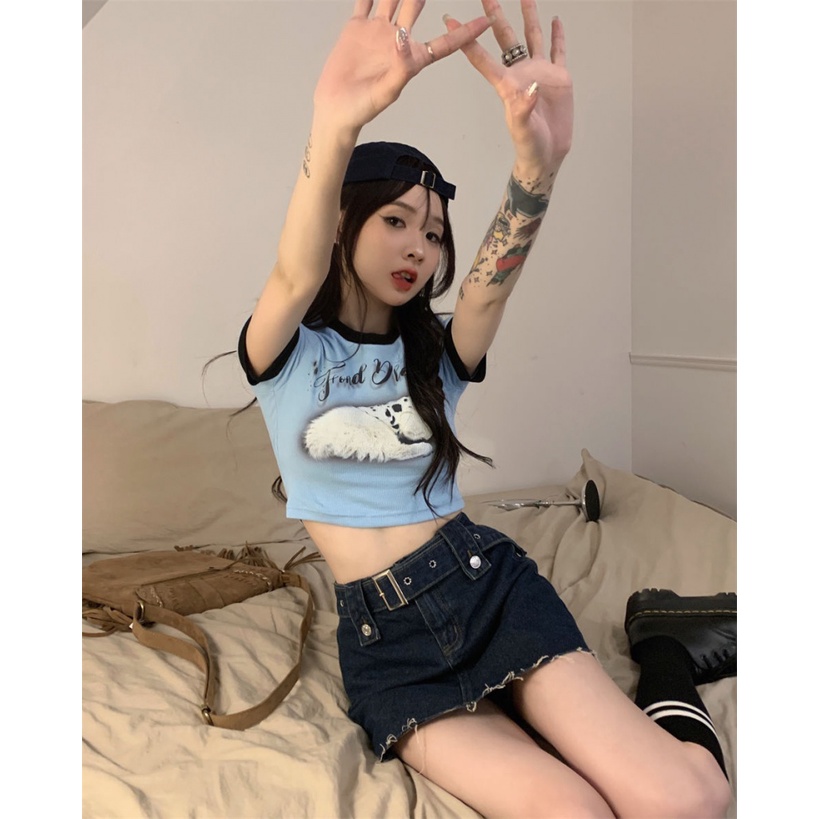 Áo baby tee Thun croptop Tay Ngắn Hở Vai Dáng Ôm Thời Trang Mùa Hè Quyến Rũ Cho Nữ