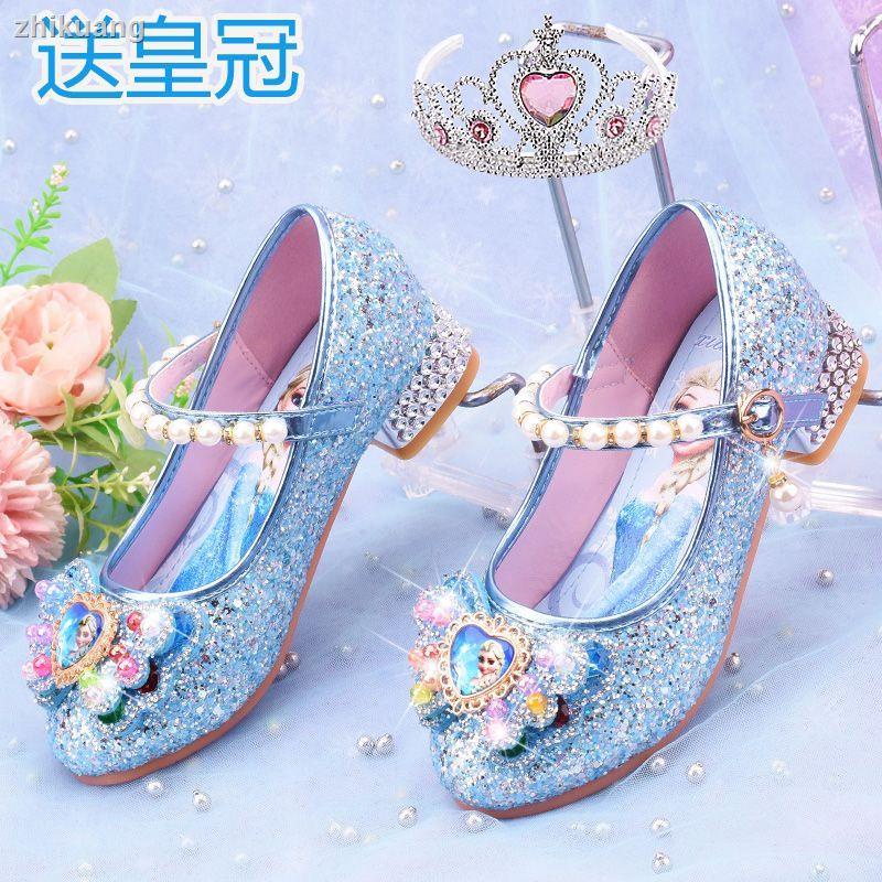 Giày Cao Gót Bằng Da Đính Pha Lê Xinh Xắn Dành Cho Bé Gái