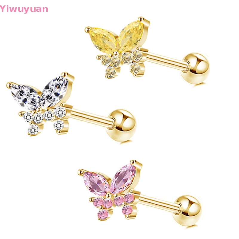 1 Khuyên Tai Xoắn Ốc Đính Đá Zircon Hình Bướm Mới