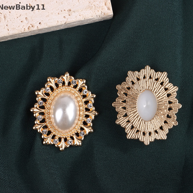 Bộ 10 Phụ Kiện Cài Tóc Đính Đá / Ngọc Trai Hình oval Bằng Hợp Kim Độc Đáo DIY