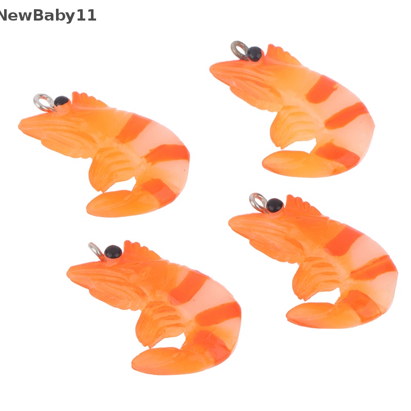 Bộ 10 Mặt Vòng cổ / Vòng Tay / Móc Khóa Hình Tôm Bằng Nhựa Resin Kích Thước 21x32mm DIY