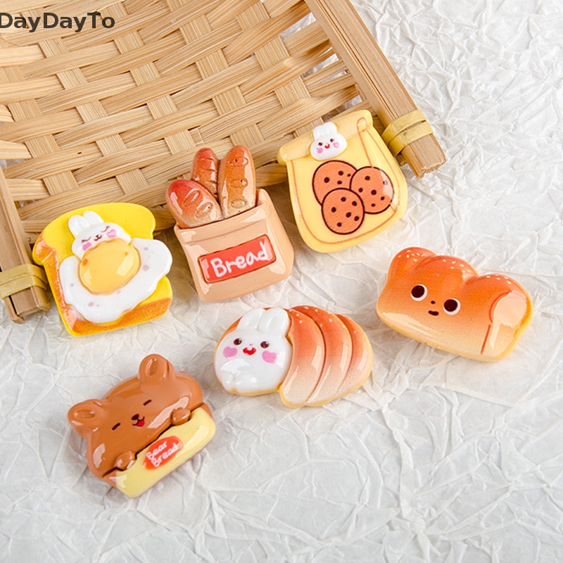 Bộ 5 Gel Resin Hình Bánh Mì Nướng Hoạt Hình DIY Dùng Làm Trang Sức / Điện Thoại