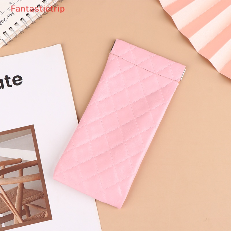 [Fantastictrip] Túi Đựng Mắt Kính Bằng Da PVC Mềm Chống Thấm Nước Có Kẹp Lò Xo Đựng Tiền Xu al Mới