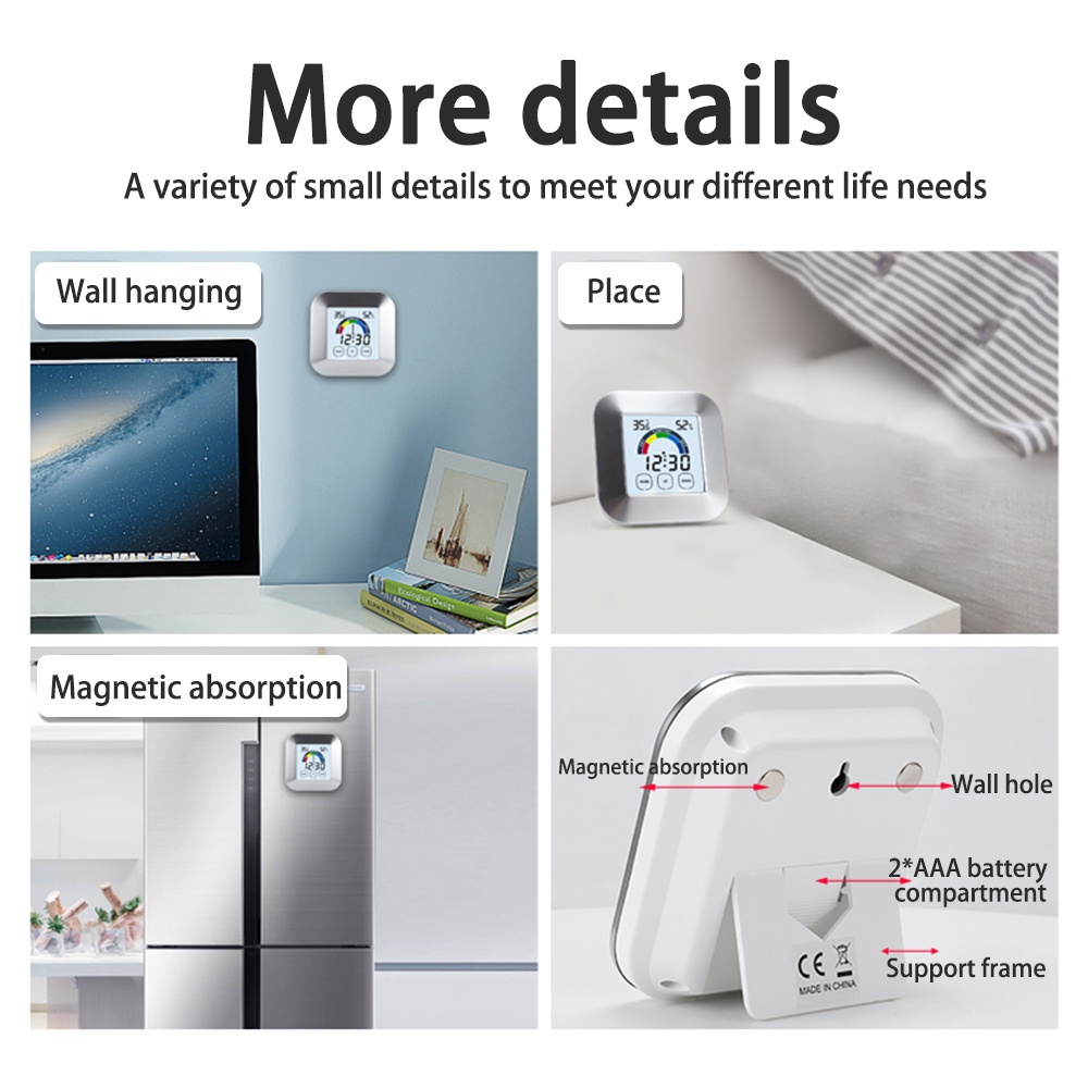 DIYMORE Nhiệt Kế Điện Tử Không Dây Màn Hình Cảm Ứng LCD Dùng Đo Nhiệt Độ Và Độ Ẩm Trong Nhà / Ngoài Trời Diy