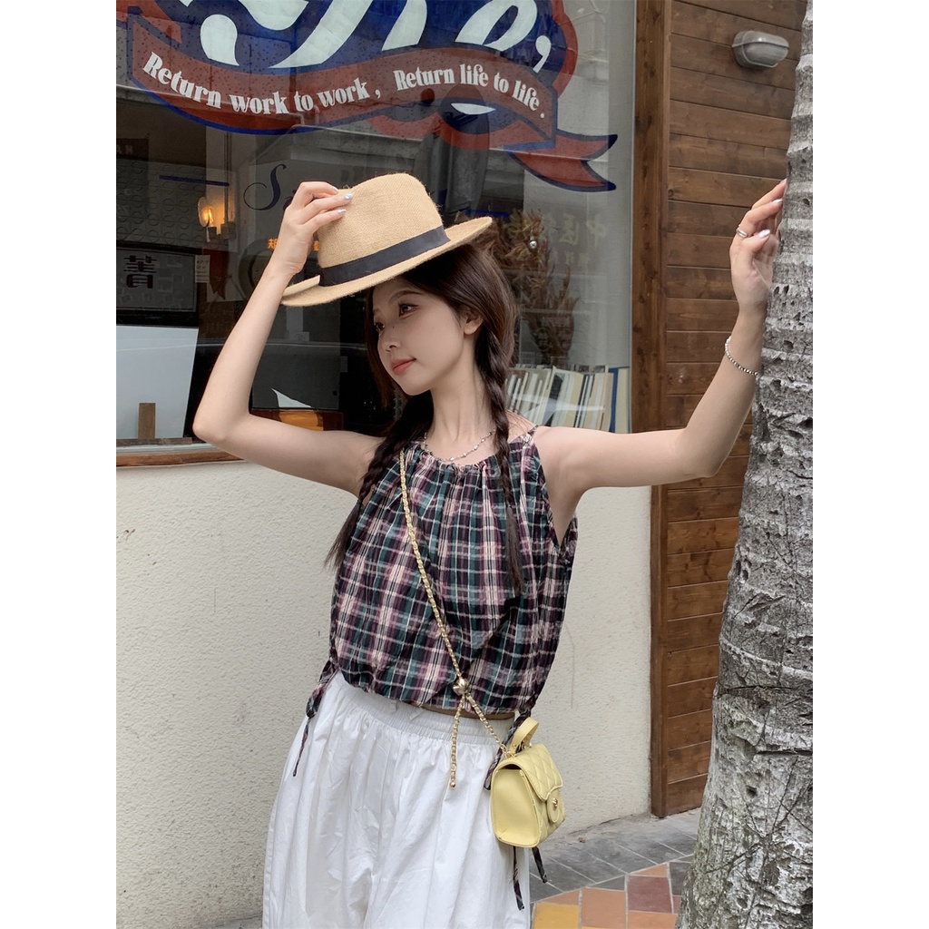 Áo Sơ Mi Ngắn Dáng Rộng Kẻ Sọc Kiểu Vintage Hàn Quốc Thời Trang Mùa Hè