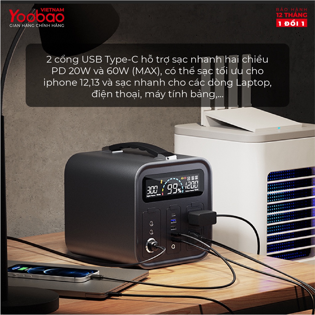 Trạm sạc dự phòng EN600S Dung lượng 135200mAh Sạc nhanh PD60W 220V/600W Màn hình LED Có Tích hợp đèn pin sáng