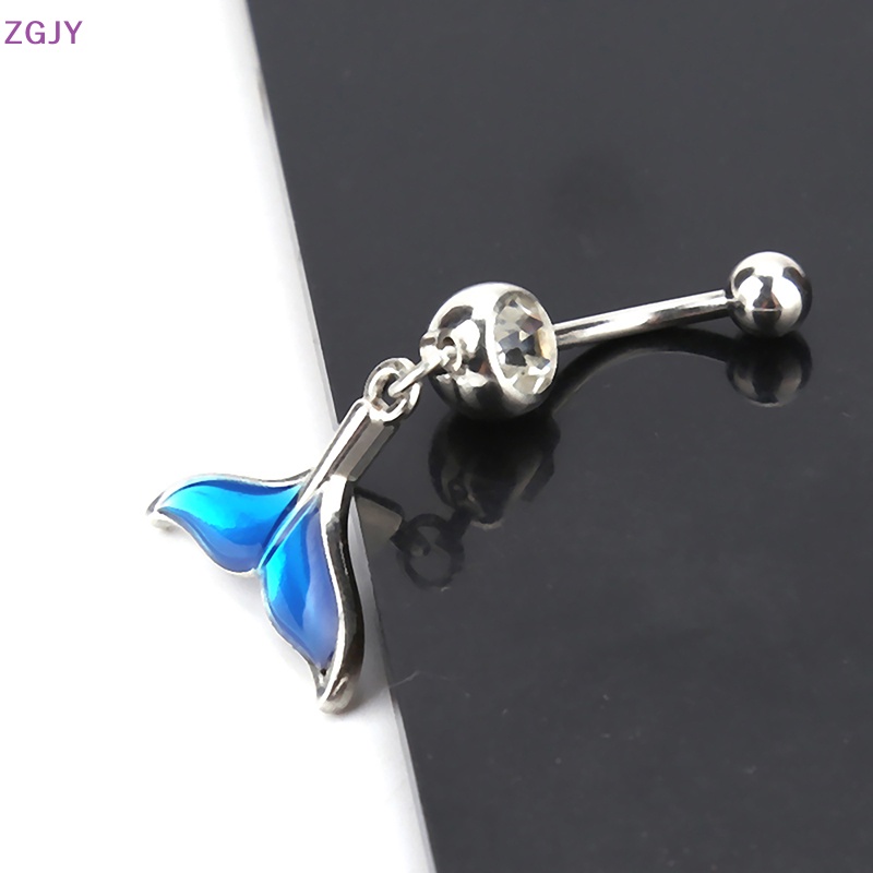 Khuyên Rốn Bằng Thép Không Gỉ Không Gây Dị Ứng Hình Đuôi Cá Màu Vàng / Bạc Thời Trang Cho Nữ Mới