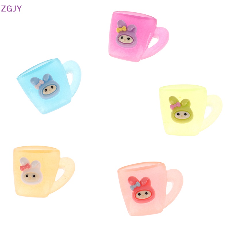 Set 5 Phụ Kiện Trang Trí Điện Thoại Hình Cốc Nước Dạ Quang Dễ Thương DIY Mới