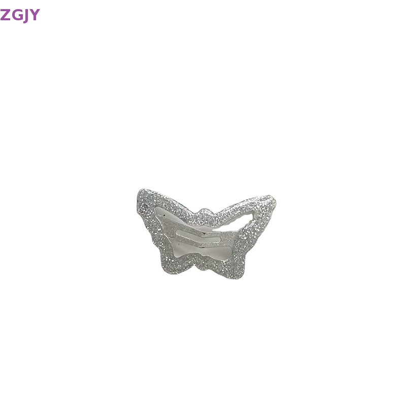 Set 2 Kẹp Tóc Màu Bạc Họa Tiết Bươm Bướm Đơn Giản Cho Nữ Mới