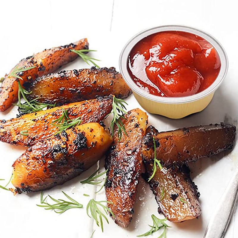 Set 100 Cốc Đựng Món Tráng Miệng / Salad Mini 1.6 Oz Có Nắp Đậy Tiện Lợi