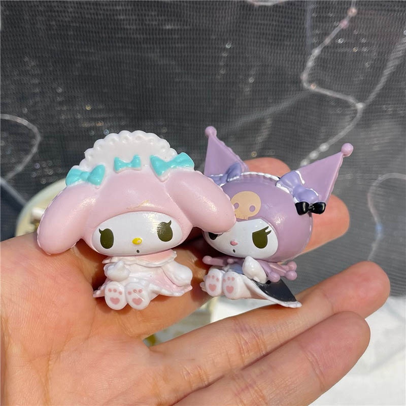 SANRIO Set 4 Mô Hình Nhân Vật Phim Hoạt Hình Kuromi Trung Quốc Trang Trí Bánh Kem