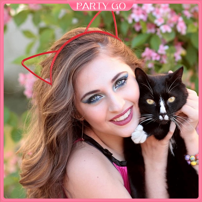 Set 12 Băng Đô Tai Mèo Bằng Nhựa Màu Sắc Ngẫu Nhiên Cho Nữ